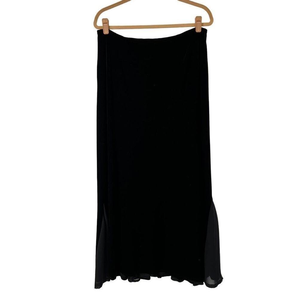 Vintage Chadwicks‎ Black Velvet Chiffon Pleats Skirt Womens 14